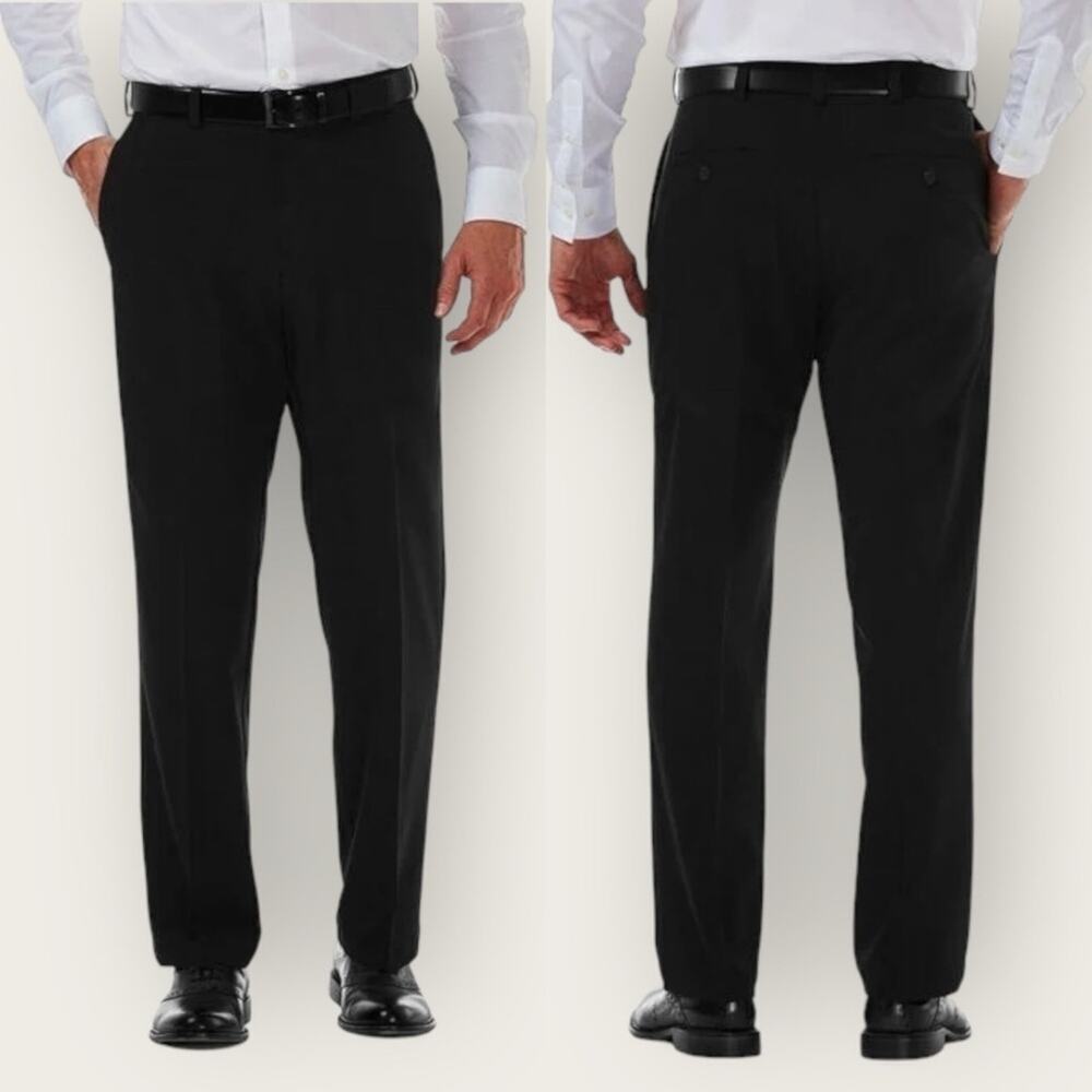 Haggar | Cool 18 Pro | Classic Fit, Flat Front | Black | Size W48 L30